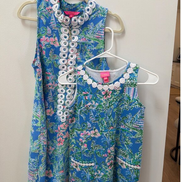 Lilly Pulitzer Matching Mother & Daughter Dresses Size L 8/10 & 10 Girls Shift S - Picture 1 of 4